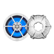 Load image into Gallery viewer, DS18 Hybrid Marine Speaker w/ Driver And RGB LEDs 8in 2-Way 350 Watts RMS 4 ohm White w/ Covers
