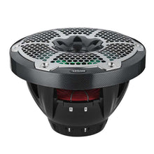 Load image into Gallery viewer, DS18 Hybrid Marine Speakers w/ Driver And RGB LED 10in 2-Way 450 Watts RMS 4 ohm Crbn Fiber w/ Cover