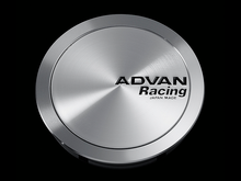 Load image into Gallery viewer, Advan 63mm Full Flat Center Cap - Platinum Silver w/ Black Letters