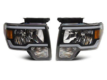 Load image into Gallery viewer, Raxiom 09-14 Ford F-150 Axial Series Headlight w/ SEQL LED Bar- Black Housing (Clear Lens)