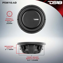 Load image into Gallery viewer, DS18 10in 500 Watts RMS 4 ohm DVC Shallow Mount Water Resistant Subwoofer