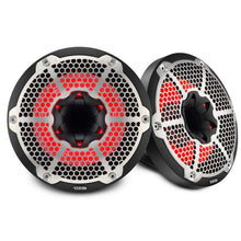 Load image into Gallery viewer, DS18 Hybrid Marine Speaker w/ Driver And RGB LEDs 10in 2-Way 450 Watts RMS 4 ohm Black w/ Cover