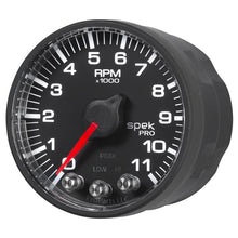 Load image into Gallery viewer, Autometer Spek-Pro Gauge Tach 2 1/16in 11K Rpm W/ Shift Light &amp; Peak Mem - Blk/Blk P336328