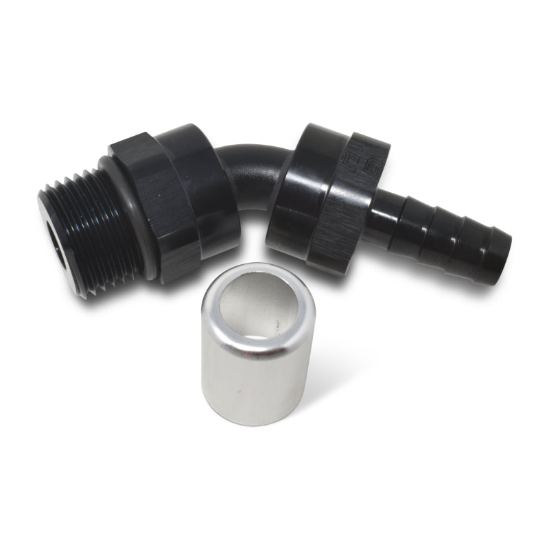 Russell Hose End Crimp On 10 Sae Port Male To -8 Hose 45 Deg Swivel Blk Anodized