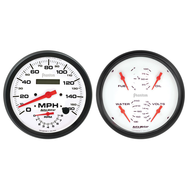 Autometer Phantom 2pc Gauge Kit Quad & Tach/Speedo 5in. 5805