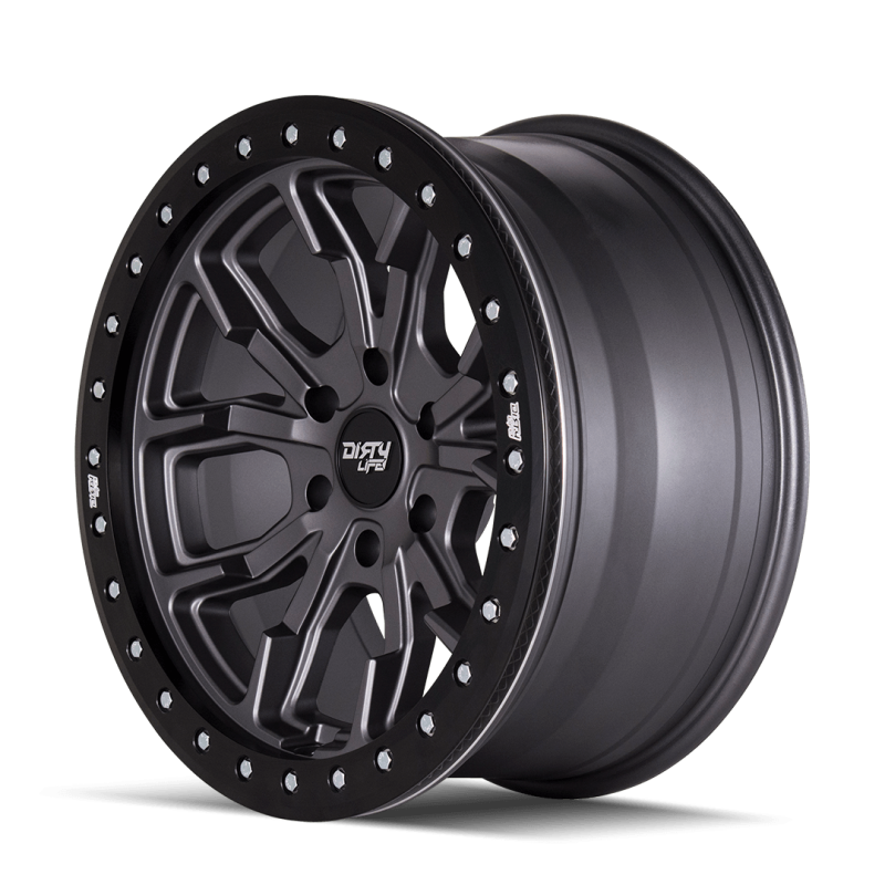 Dirty Life 9303 DT-1 17x9/5x114.3 BP/-12mm Offset/72.6mm Hub Matte Gunmetal Wheel - Beadlock - GTR Auto