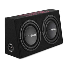 Load image into Gallery viewer, DS18 Dual 10in Shallow Enclosure w/ Subwoofer 350 Watts RMS Sealed Black Carpet