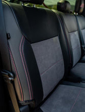 Load image into Gallery viewer, PRP 2021+ Ford 150/ 2023+ SuperDuty Rear Seat Covers (Pair) - Black w/ Red Stitch
