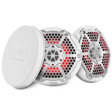 Load image into Gallery viewer, DS18 Hybrid Marine Speaker w/ Driver And RGB LEDs 6.5in 2-Way 250 Watts RMS 4 ohm White w/ Covers