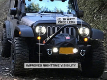 Load image into Gallery viewer, Raxiom 97-18 Jeep Wrangler TJ &amp; JK 6-LED Headlights w/ Partial Halo- Black Housing (Clear Lens)