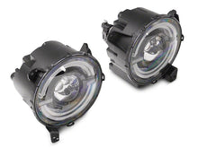 Load image into Gallery viewer, Raxiom 18-23 Jeep Wrangler JL Axial Series 9-In LED Angel Eye Headlights- Black Housing (Clear Lens)