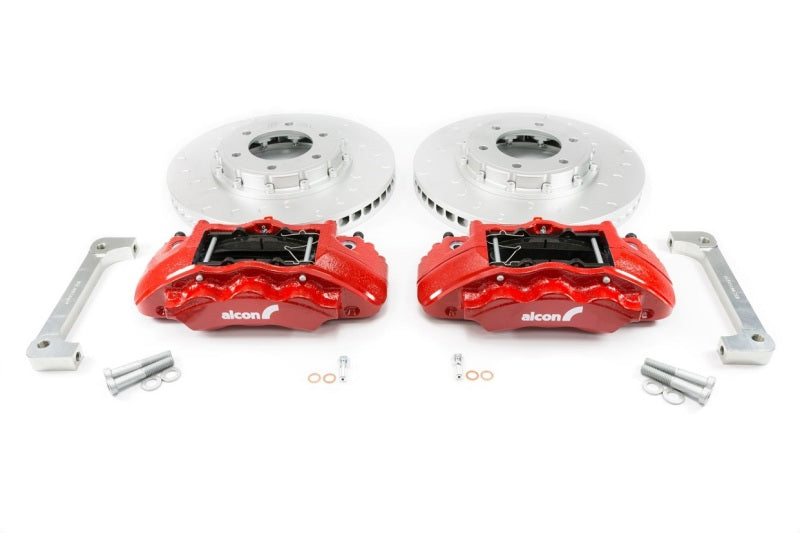 Alcon 2019+ Ford Ranger/2020+ Bronco 2.3L 350x34mm Rotors 6-Piston Calipers Front Brake Kit - Red ALABKF1551K61