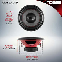Load image into Gallery viewer, DS18 12in 450 Watts RMS 4 ohm DVC Subwoofer Ferrite Motor And Dual Voice Coils
