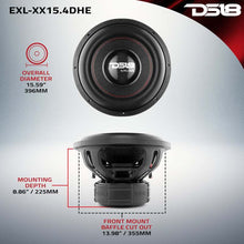 Load image into Gallery viewer, DS18 15in 2000 Watts RMS 4 ohm DVC High Excursion Subwoofers w/ Deep Aggressive Bass