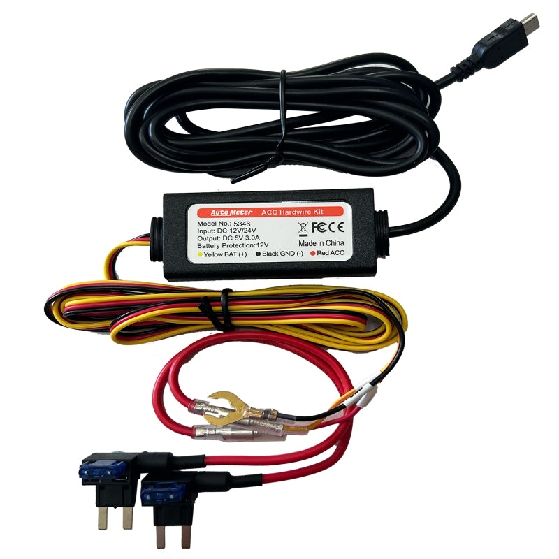 Autometer Hard Wire Kit w/Parking Mode (For Part #9124 Guardian 360 Dash Cam) 5346