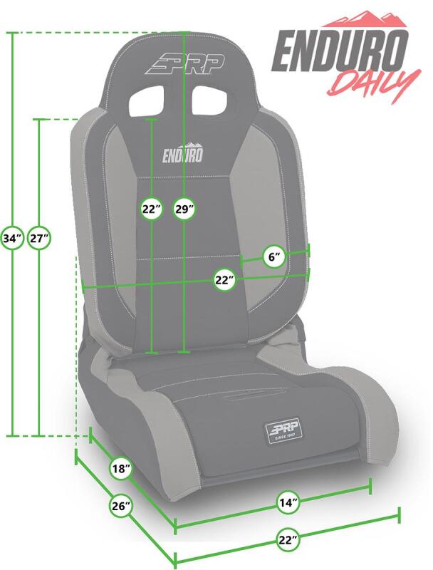 PRP EnduroDaily Reclining Suspension Seat - Black/Orange Tweed - Passenger - GTR Auto