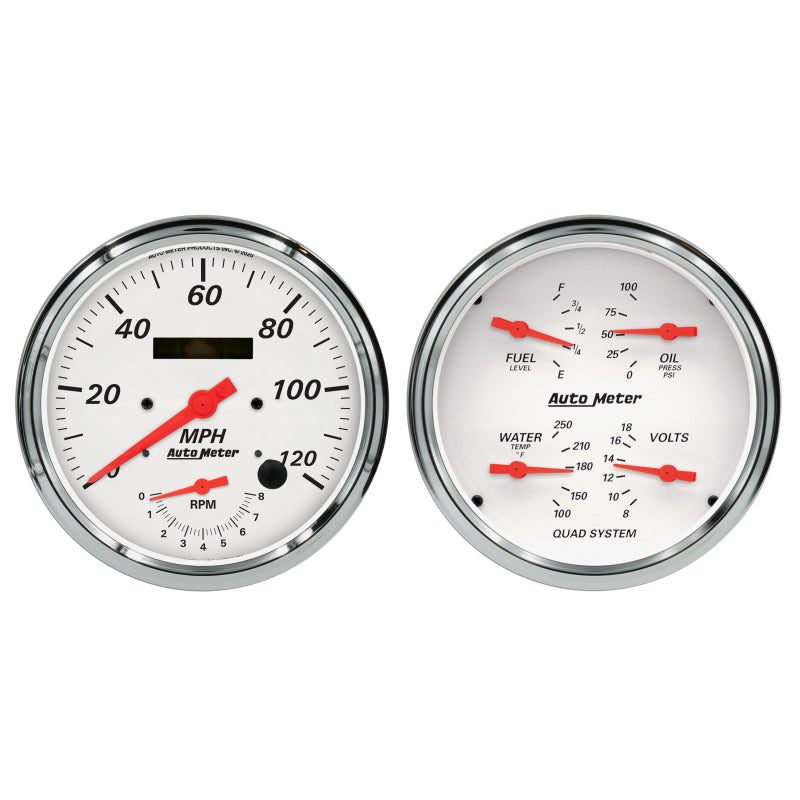 Autometer Arctic White Quad & Tach/Speedo 5in. - 2 pc. 1352