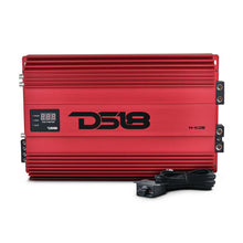 Load image into Gallery viewer, DS18 1-Channel Amp 9200 Burst/0.5ohm 5000/1ohm 3500/2ohm 2200/4ohm Watts RMS w/ Voltmeter Red