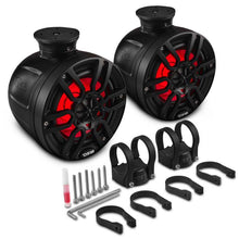Load image into Gallery viewer, DS18 Marine And Psports Compact Towers Flat And Pole Mount 6.5in 100 Watts RMS RGB LED Lights Black