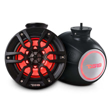 Load image into Gallery viewer, DS18 Marine And Psports Compact Towers Flat And Pole Mount 6.5in 100 Watts RMS RGB LED Lights Black