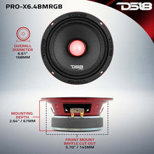 Load image into Gallery viewer, DS18 6.5in 250 Watts RMS 4 ohm Mid-Range Loudspeaker RGB Bullet Loudspeaker