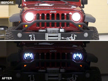 Load image into Gallery viewer, Raxiom 97-18 Jeep Wrangler TJ &amp; JK 6-LED Headlights w/ Partial Halo- Black Housing (Clear Lens)