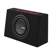 Load image into Gallery viewer, DS18 Single 10in Shallow Enclosure w/ Subwoofer 350 Watts RMS Sealed Black Carpet