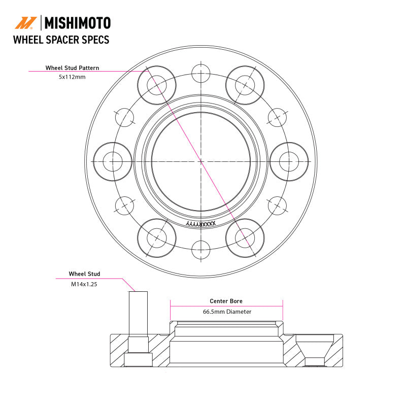 Mishimoto Wheel Spacers - 5x112 - 66.5 - 12 - M14 - Black
