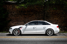 Load image into Gallery viewer, APR Sideburn Stickers - Silver APR/Red Stripe (Pair) PM100333