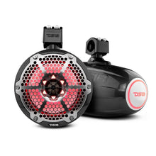 Load image into Gallery viewer, DS18 Marine And Powersports Tower 8in 125 Watts RMS RGB LED Lights Black Carbon Fiber