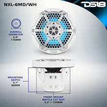 Load image into Gallery viewer, DS18 Hybrid Marine Speaker w/ Driver And RGB LEDs 6.5in 2-Way 250 Watts RMS 4 ohm White w/ Covers