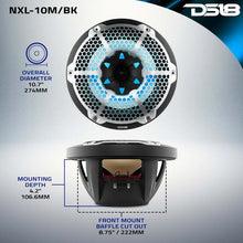 Load image into Gallery viewer, DS18 NXL-M Series Speaker w/ RGB LED Lights 10in 2-Way 200Watts RMS 4 ohm Black