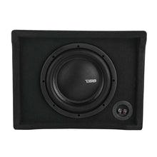 Load image into Gallery viewer, DS18 Single 10in Shallow Subwoofer and Enclosure 600 Watts RMS Downfiring Sealed Black Carpet