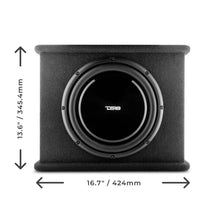 Load image into Gallery viewer, DS18 Single 12in Shallow Subwoofer and Enclosure 350 Watts RMS Amplified Sealed Black Carpet
