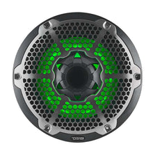 Load image into Gallery viewer, DS18 Hybrid Marine Speakers w/ Driver And RGB LED 10in 2-Way 450 Watts RMS 4 ohm Crbn Fiber w/ Cover