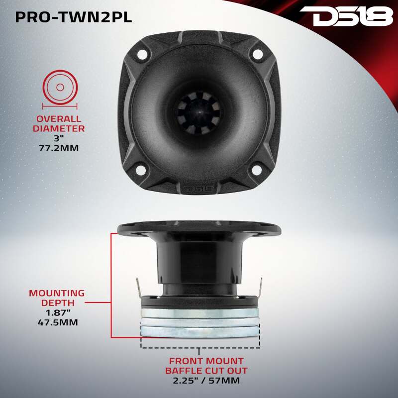 DS18 3in High Compression Neodymium Hybrid Driver/Tweeter 100 Watts RMS 1in Polyester Vc |4 ohm