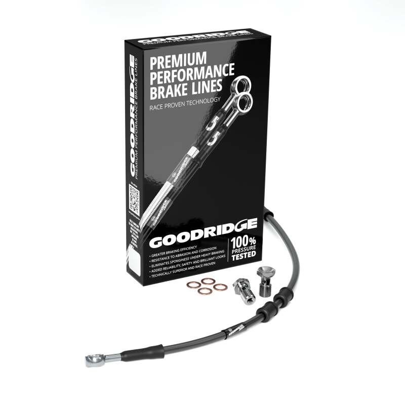 Goodridge 05-15 HD XL883L -4in Black Brake Line Kit w/Stainless Steel Fittings HD0079-1FC-BK-4