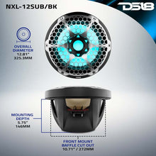 Load image into Gallery viewer, DS18 Marine Subwoofer w/ RGB Lights 12in 350 Watts RMS 4 ohm SVC |Black