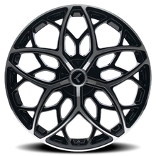 Load image into Gallery viewer, Kraze KR184 Ricochet 22x8.5 / 5x115/120 BP / 38mm Offset / 74.1mm Hub Gloss Black Machined Wheel