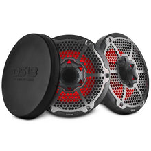 Load image into Gallery viewer, DS18 Hybrid Marine Speakers w/ Driver And RGB LED 10in 2-Way 450 Watts RMS 4 ohm Crbn Fiber w/ Cover