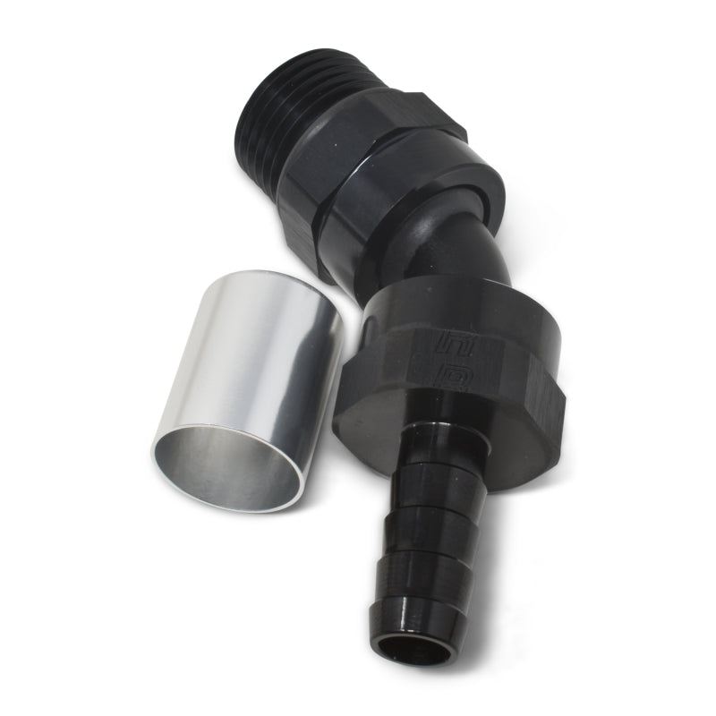 Russell Hose End Crimp On 10 Sae Port Male To -8 Hose 45 Deg Swivel Blk Anodized