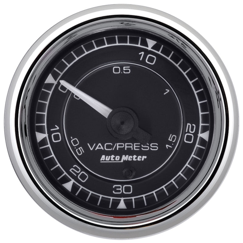 AutoMeter Chrono 2-1/16in 30in HG/30PSI Digital Stepper Motor Vacuum/Boost Gauge - Chrome 9759