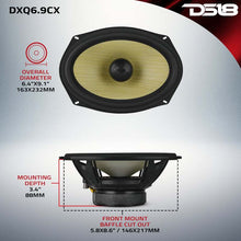 Load image into Gallery viewer, DS18 Deluxe Quality 6x9in Coaxial 150 Watts RMS 4 ohm Yellow Straw + Composite Foam Cone