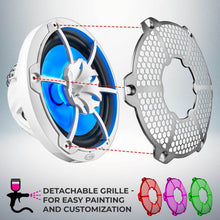 Load image into Gallery viewer, DS18 NXL-M Series Spkr w/ RGB LED Lights 10in 2-Way 200 Watts RMS 4 ohm Wht Grill Detached w/ Cover
