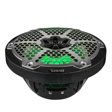 Load image into Gallery viewer, DS18 NXL-M Series Speaker w/ RGB LED Lights 8in 2-Way 125 Watts RMS 4 ohm Black Crbn Fiber w/ Cover