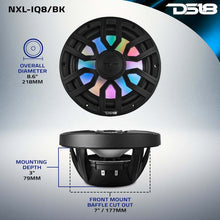 Load image into Gallery viewer, DS18 Marine 8in 2-Way 175 Watts RMS 4 ohm Digital LED Lights Bullet Tweeter Covers Included Black