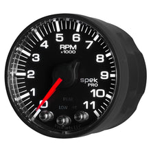 Load image into Gallery viewer, Autometer Spek-Pro Gauge Tach 2 1/16in 11K Rpm W/ Shift Light &amp; Peak Mem - Blk/Blk P336328