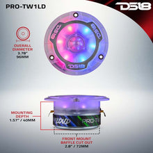 Load image into Gallery viewer, DS18 3.8in Super Bullet Tweeter 120 Watts RMS 1in Aluminum Vc 4 ohm Digital LED Lights