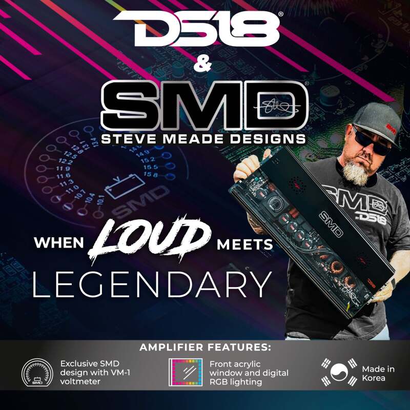 DS18 Steave Meade Colab 4-Channel Amp Class A/B 2x600/4ohm Bridge 4 x 300/2ohm 4x200/4ohm Watts LED