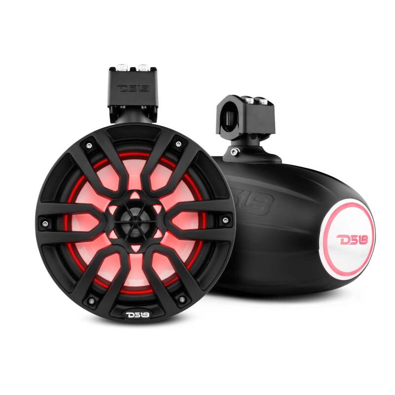 DS18 Marine And Powersports Towers 8in 125 Watts RMS RGB LED Lights Red